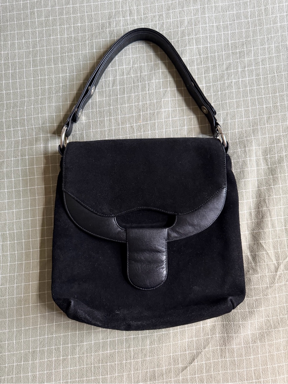 John Hort Vintage Black Genuine Suede & Leather Shoulder Bag Made in Canada